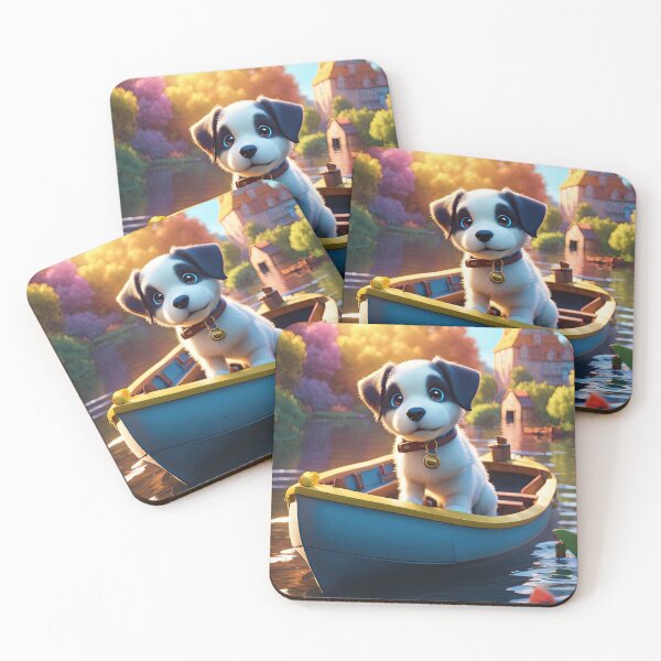 Item preview, Puppy in a canal boat on a river designed and sold by Colin Bentham.