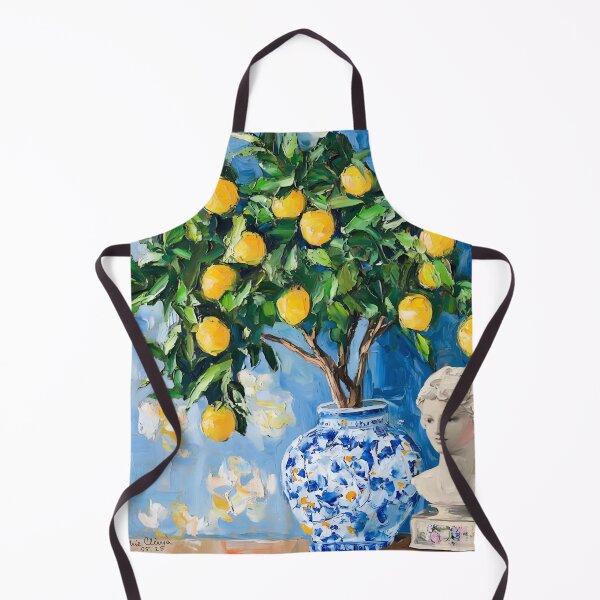 Item preview, Grandmillennial art, Still life with lemon tree and ginger jar designed and sold by SophieClimaArt.