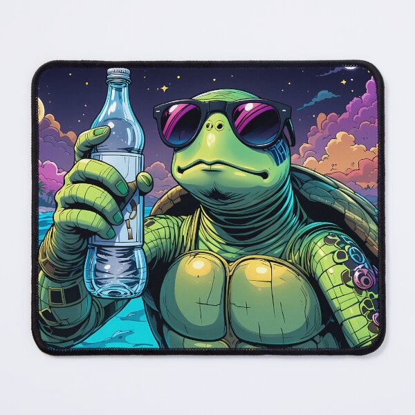 Item preview, Tropical Turtle holding a water bottle Under the Moonlight designed and sold by IndulgentBob.