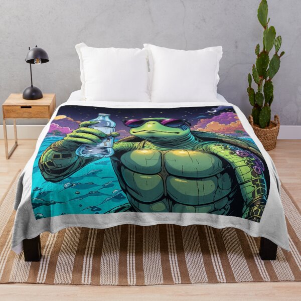 Item preview, Tropical Turtle holding a water bottle Under the Moonlight designed and sold by IndulgentBob.