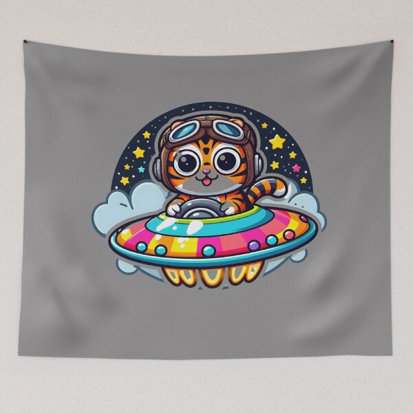 Item preview, UFO Kawaii Tiger designed and sold by ArtistEmbrace.
