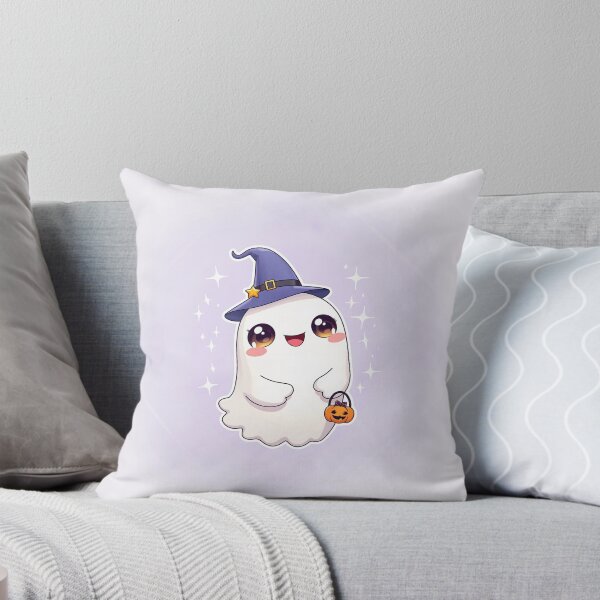 Item preview, Kawaii Chibi Ghost with Pumpkin Bucket designed and sold by MangaVixens.