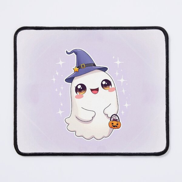 Item preview, Kawaii Chibi Ghost with Pumpkin Bucket designed and sold by MangaVixens.
