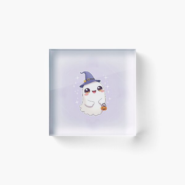 Item preview, Kawaii Chibi Ghost with Pumpkin Bucket designed and sold by MangaVixens.