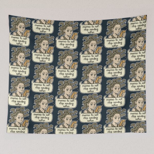 Item preview, Memo to Self: Stop Sending Selfies - Funny Medusa Mythology designed and sold by Happy Puppy Print On Demand.
