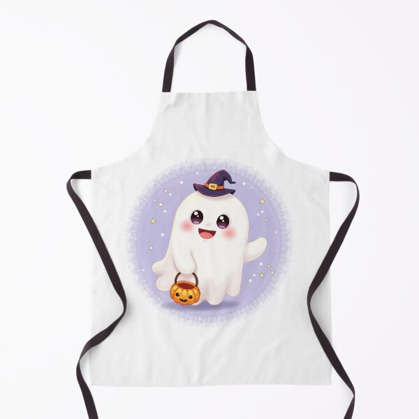 Item preview, Kawaii Chibi Ghost with Pumpkin Bucket designed and sold by MangaVixens.
