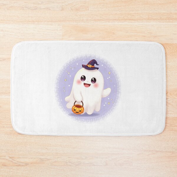 Item preview, Kawaii Chibi Ghost with Pumpkin Bucket designed and sold by MangaVixens.
