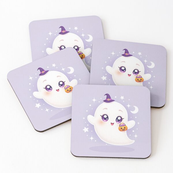 Item preview, Kawaii Chibi Ghost with Pumpkin Bucket designed and sold by MangaVixens.