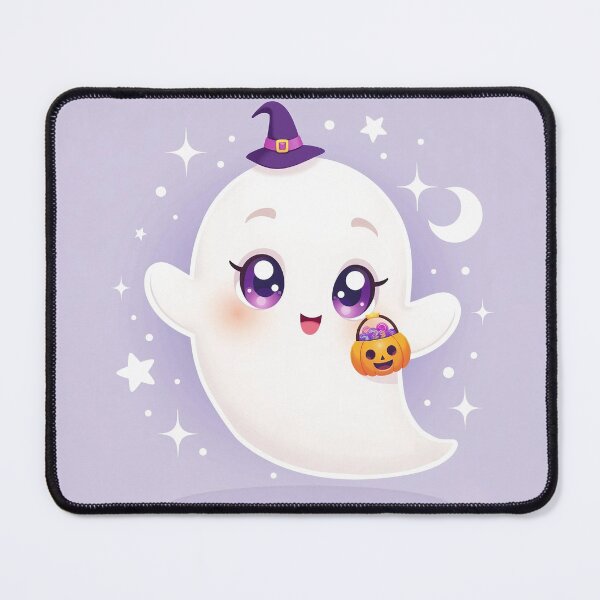 Item preview, Kawaii Chibi Ghost with Pumpkin Bucket designed and sold by MangaVixens.