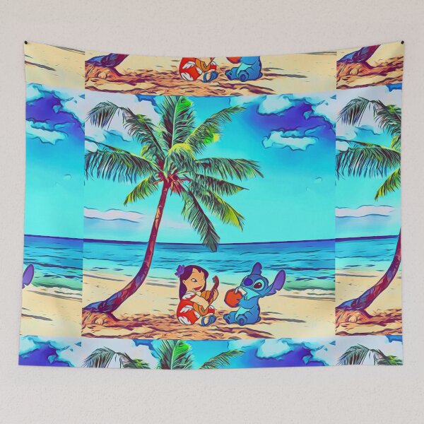 Aperçu de l'œuvre Hawaii Lilo Stitch Coconut Palm Beach Aloha Ukulélé Surf créée et vendue par TJino.