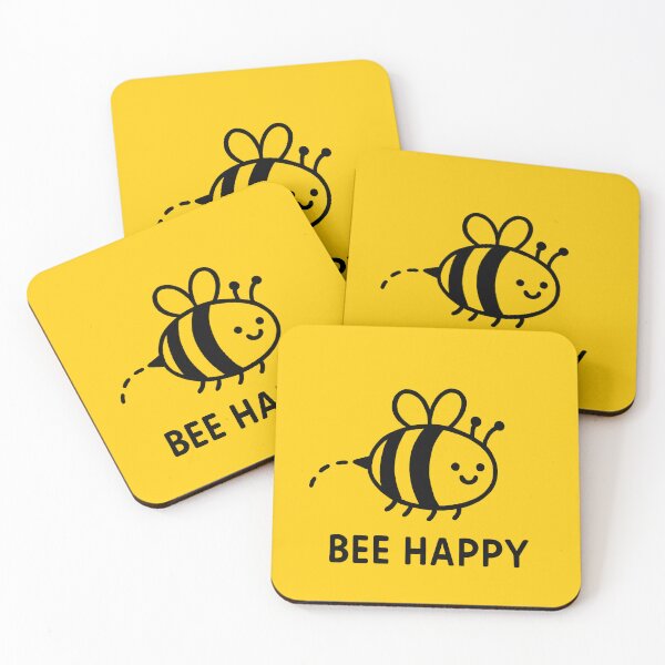 Item preview,  Bee Happy – Cute Smiling Bee Positive Vibes - Black designed and sold by FunnehGacha.