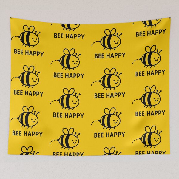 Item preview,  Bee Happy – Cute Smiling Bee Positive Vibes - Black designed and sold by FunnehGacha.
