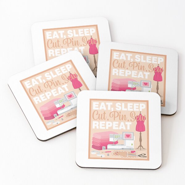 Item preview, Eat Sleep Repeat Dressmaking - Embroidery Machine - PINK designed and sold by StellarFX.