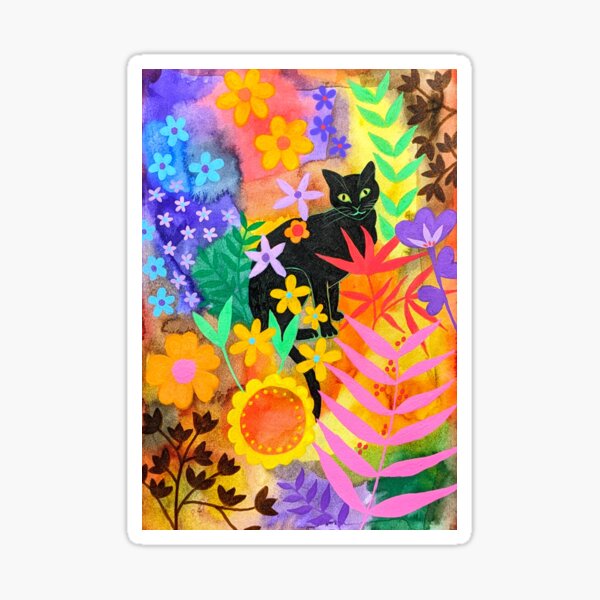 Item preview, Black Cat in the Garden designed and sold by Jessincolour.