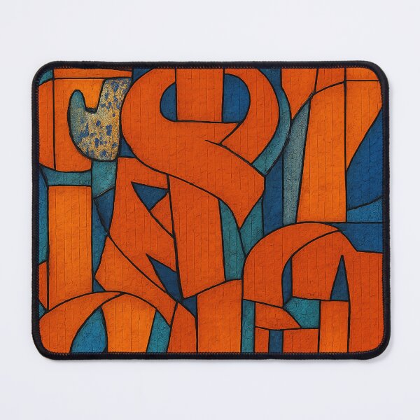 Item preview, Stained glass effect over original abstract painting – vibrant orange and blue mosaic designed and sold by Pacika.