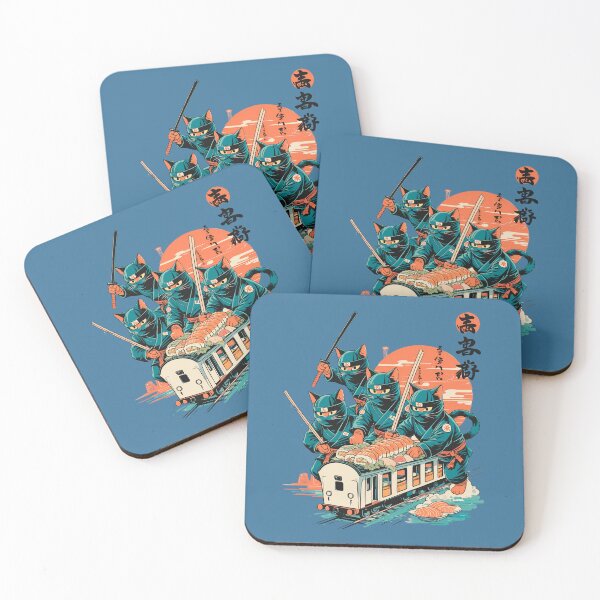 Item preview, Cat Ninjas on the Train – Action Packed Japanese Scene designed and sold by Anno Meister.