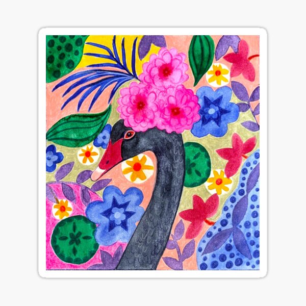 Item preview, Black Swan and Flowers. designed and sold by Jessincolour.
