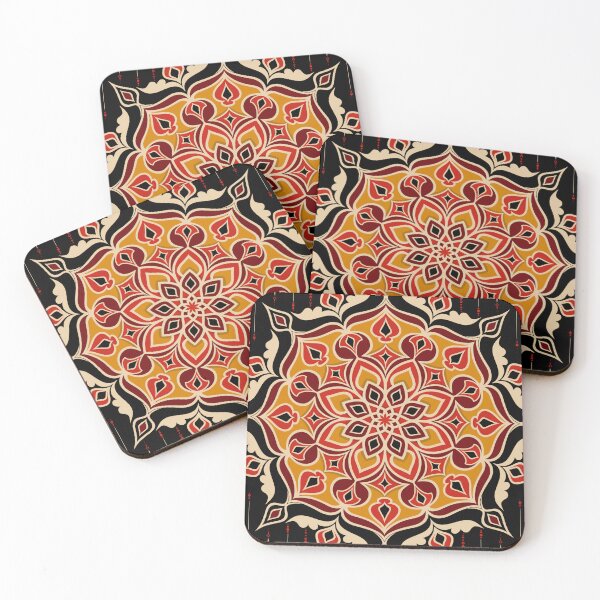 Item preview, Bold seamless mandala pattern in ember gold and crimson red designed and sold by RisaArt22.