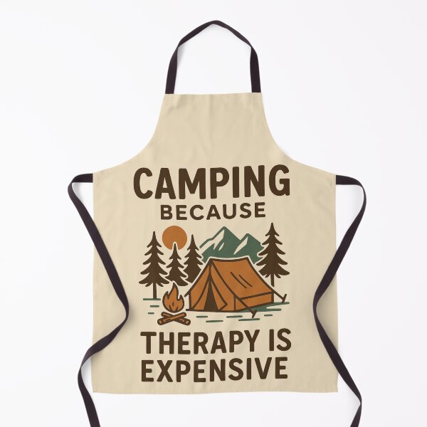 Item preview, Camping Because Therapy Is Expensive – Vintage Camping Illustration designed and sold by Meandmyshop.