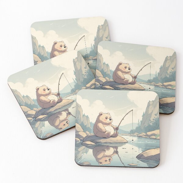 Item preview, Fishing for bears peacefully along the stream designed and sold by ZenAnimal.