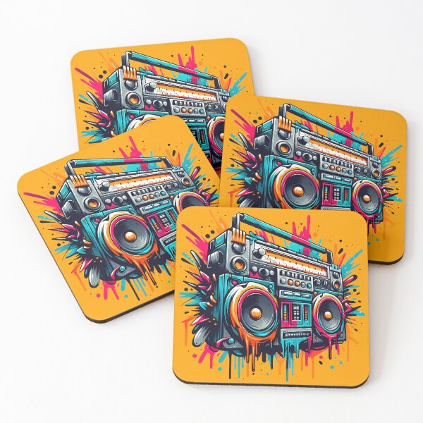 Item preview, Boom! This Retro Boombox Brings the Beat with a Splash of Color! designed and sold by DopeVibeStuff.