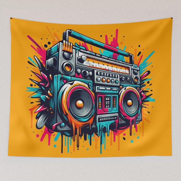 Item preview, Boom! This Retro Boombox Brings the Beat with a Splash of Color! designed and sold by DopeVibeStuff.