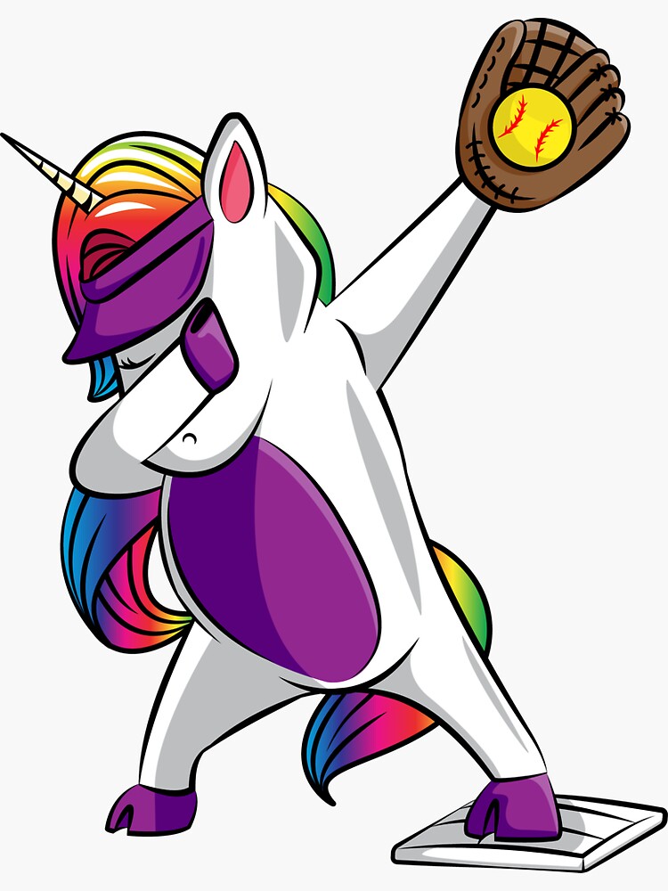 "Dabbing Unicorn Softball Girls Softball Dab Softball Gift Cute