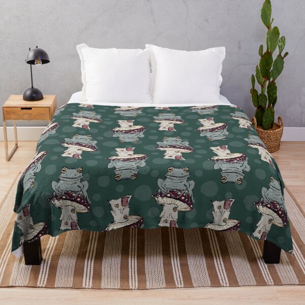 Item preview, vintage look fly agaric and frog on polka dots - pale ivy green designed and sold by kobyakov.