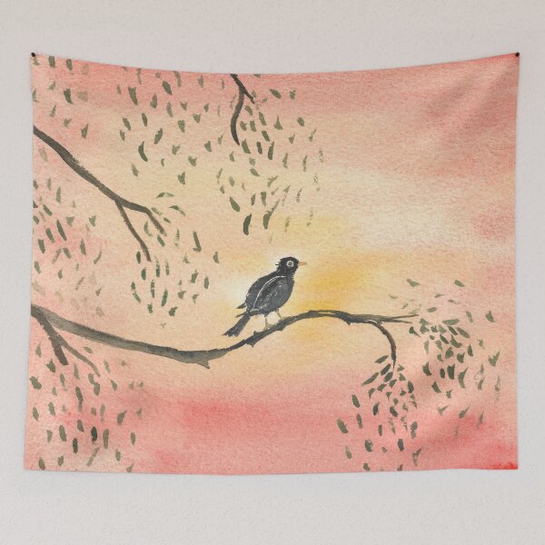 Item preview, Blackbird at sunset designed and sold by GiselleSellier.