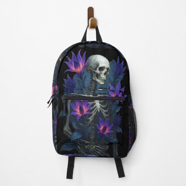 Item preview, Skeleton with Glowing Flowers – Gothic Floral Death Art designed and sold by Shoot-The-Moon.