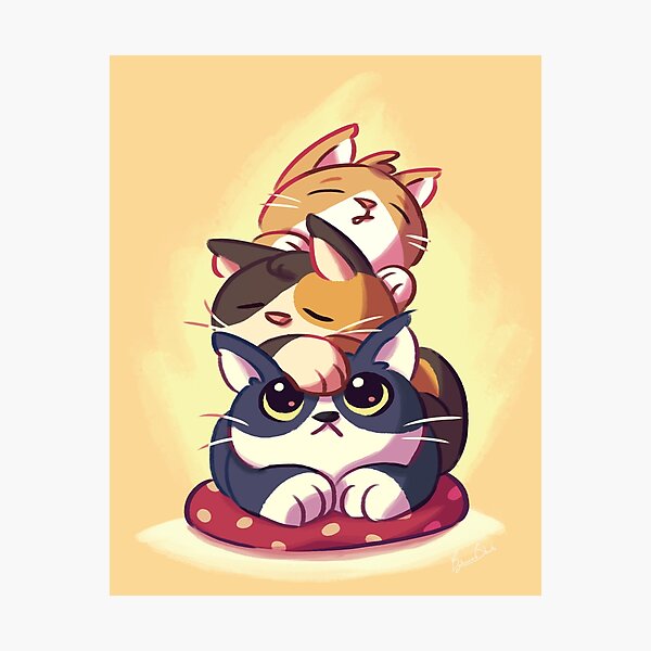 Cat Stack Doodle Photographic Print