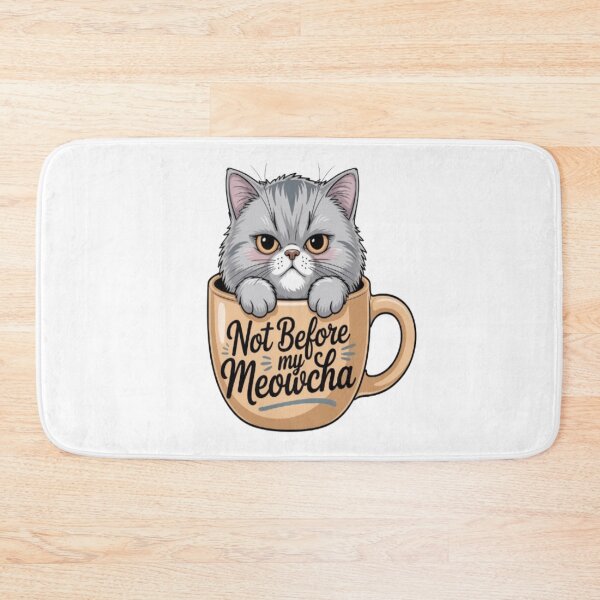 Item preview, Not Before My Meowcha – Grumpy British Shorthair Cat in Coffee Mug designed and sold by Petpixy.