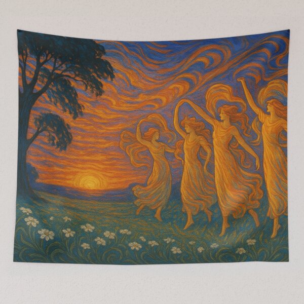 Item preview, Dancing mythical creatures at sunset designed and sold by Sigtrix.