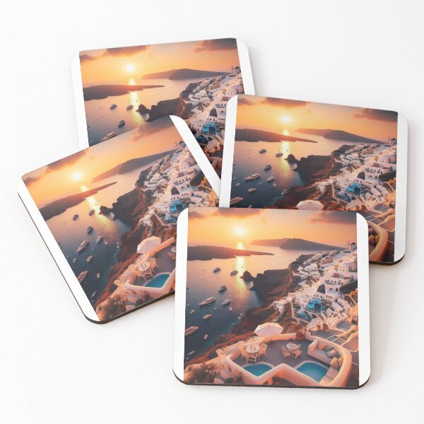 Item preview, Santorini Sunsets – “Chasing Sunsets Above the Aegean” Greece Travel Art designed and sold by ashokreddy343.