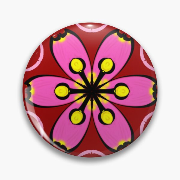 Item preview, Repeatable Pattern of Pink and Orange Flowers on a Dark Red Background, in Batik or Sarong Style designed and sold by Bulantanyong.