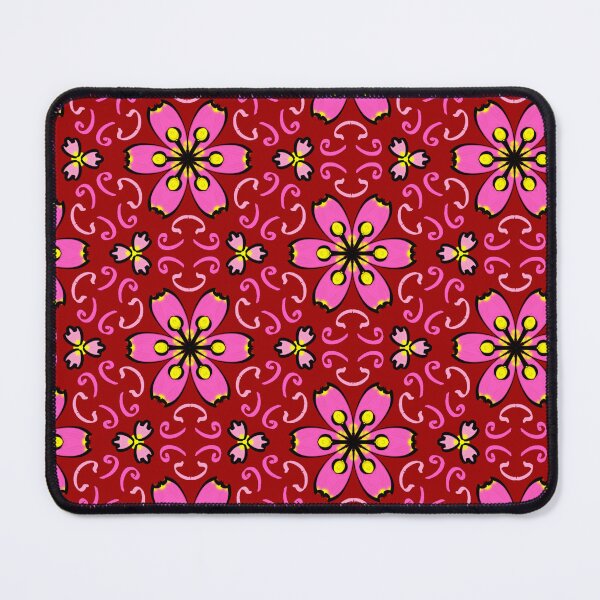 Item preview, Repeatable Pattern of Pink and Orange Flowers on a Dark Red Background, in Batik or Sarong Style designed and sold by Bulantanyong.