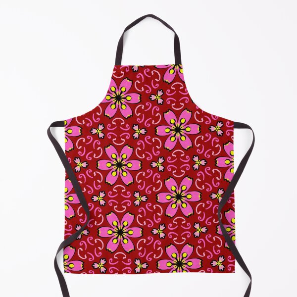 Item preview, Repeatable Pattern of Pink and Orange Flowers on a Dark Red Background, in Batik or Sarong Style designed and sold by Bulantanyong.