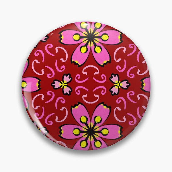 Item preview, Repeatable Pattern of Pink and Orange Flowers on a Dark Red Background, in Batik or Sarong Style designed and sold by Bulantanyong.