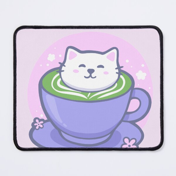 Item preview, Kawaii Cat in Matcha Cup – Cute Green Tea Aesthetic Art designed and sold by Tattyarts.