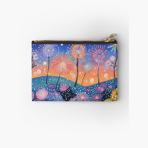 Item preview, Peach, Purple and Pink Firework Floral Hillside  designed and sold by Neika Shimm Designs.