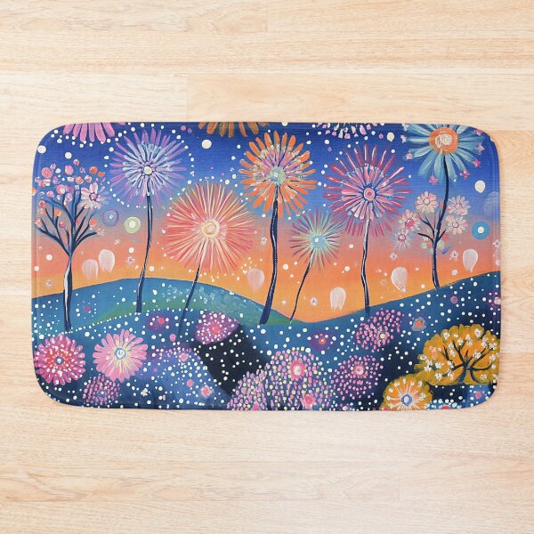 Item preview, Peach, Purple and Pink Firework Floral Hillside  designed and sold by Neika Shimm Designs.