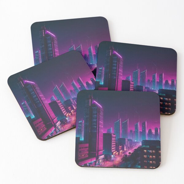 Item preview, Dreamy Neon Cityscape - Pink and Purple Urban Glow designed and sold by PureVibeStudio.