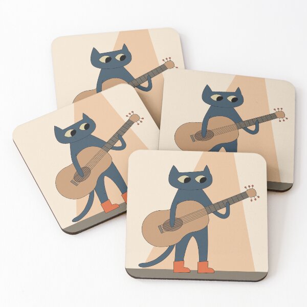 Item preview, cute cartoon cate playing guitar in the spotlight designed and sold by designsbymollyt.
