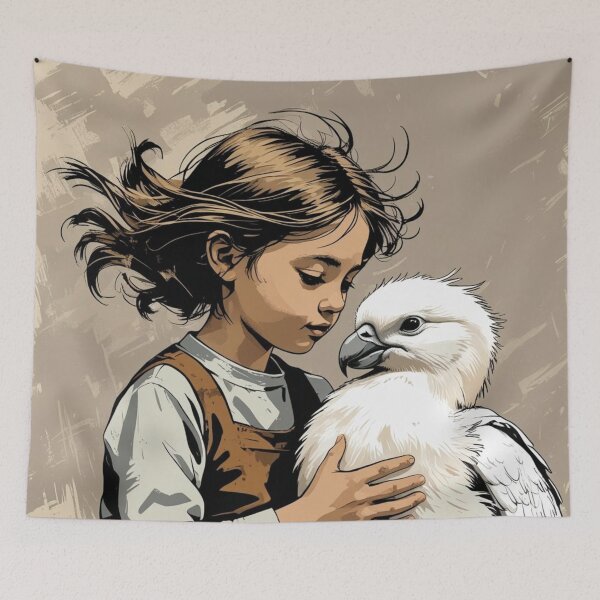Item preview, Girl holding a white bird designed and sold by AlinaSCorner.