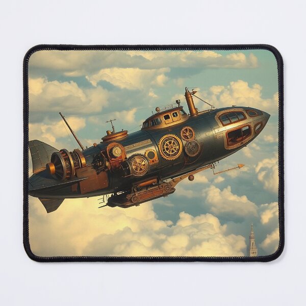 Item preview, Steampunk airship over a cloud city designed and sold by Zazeyy.