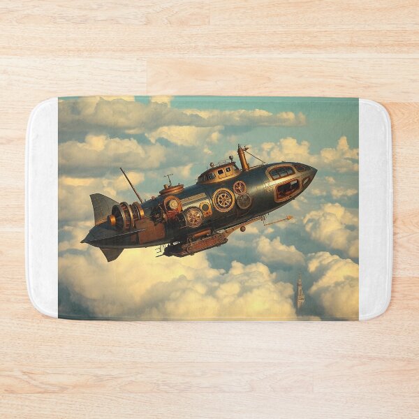 Item preview, Steampunk airship over a cloud city designed and sold by Zazeyy.