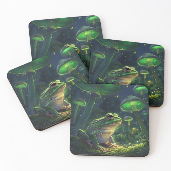 Item preview, Frog among the glowing mushrooms designed and sold by carlabunce.