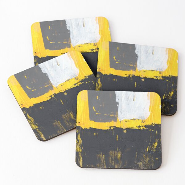 Item preview, Yellow Black White Gray Grey Textured Art Lines Brushed Artwork Original Painting Acrylic  designed and sold by pngrktes-art.