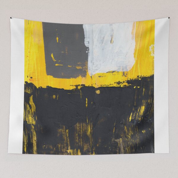 Item preview, Yellow Black White Gray Grey Textured Art Lines Brushed Artwork Original Painting Acrylic  designed and sold by pngrktes-art.