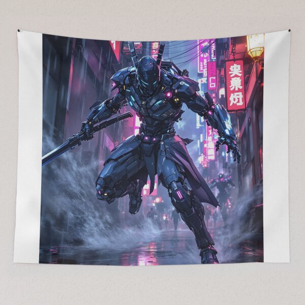 Item preview, Neon Samurai in Cyberpunk Alley designed and sold by oanaunciuleanu.